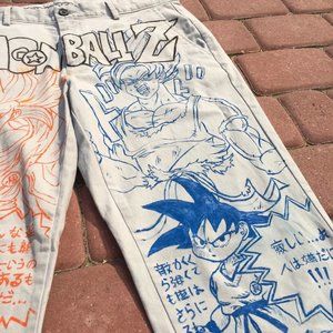 Custom × Streetwear 1/1 custom Dragon ball Z anime straight pants